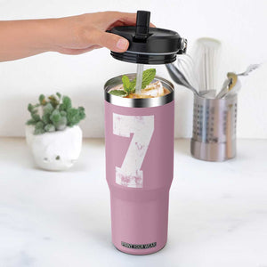 Number 7 Flip Straw Tumbler Matching 67 Meme 7th Birthday 7 Years TS10 One Size: 30 oz Light Pink Print Your Wear