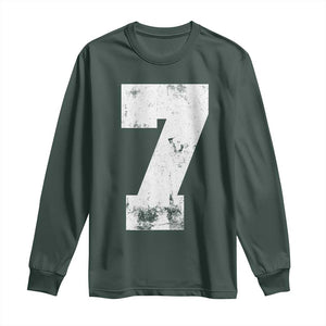 Number 7 Long Sleeve Shirt Matching 67 Meme 7th Birthday 7 Years TS10 Dark Forest Green Print Your Wear
