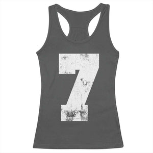 Number 7 Racerback Tank Top Matching 67 Meme 7th Birthday 7 Years TS10 Dark Heather Print Your Wear
