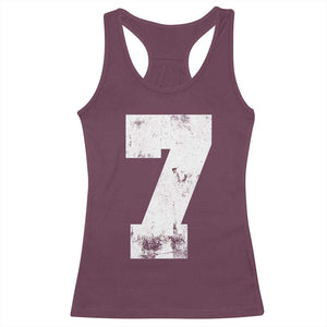Number 7 Racerback Tank Top Matching 67 Meme 7th Birthday 7 Years TS10 Maroon Print Your Wear