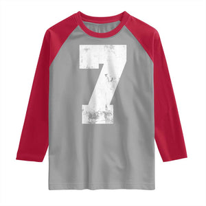 Number 7 Raglan Shirt Matching 67 Meme 7th Birthday 7 Years TS10 Sport Gray Red Print Your Wear