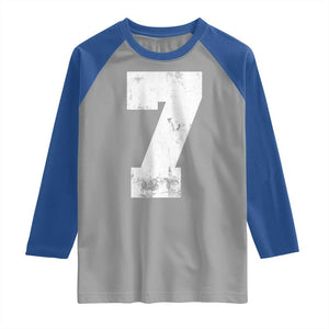 Number 7 Raglan Shirt Matching 67 Meme 7th Birthday 7 Years TS10 Sport Gray Royal Print Your Wear