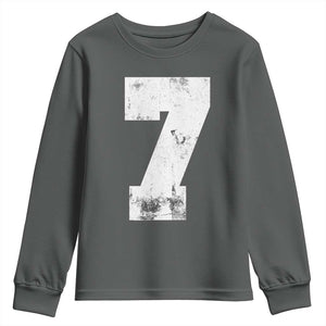 Number 7 Youth Sweatshirt Matching 67 Meme 7th Birthday 7 Years TS10 Dark Heather Print Your Wear