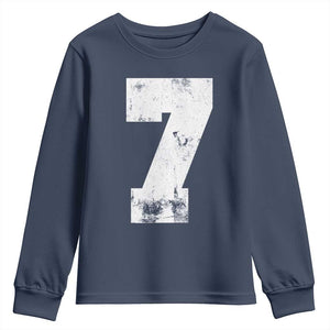 Number 7 Youth Sweatshirt Matching 67 Meme 7th Birthday 7 Years TS10 Navy Print Your Wear
