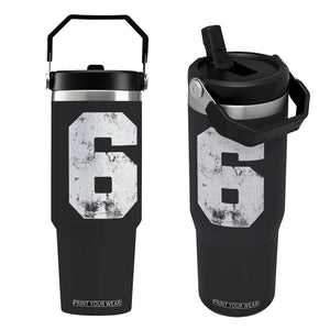 Number 6 Flip Straw Tumbler Matching 67 Meme 6th Birthday 6 Years TS10 One Size: 30 oz Black Print Your Wear