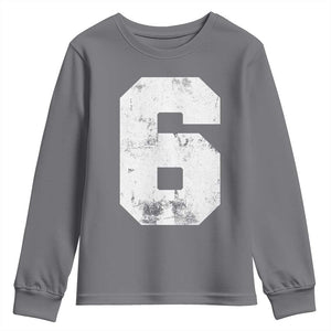 Number 6 Youth Sweatshirt Matching 67 Meme 6th Birthday 6 Years TS10 Charcoal Print Your Wear