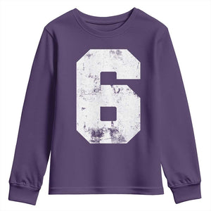 Number 6 Youth Sweatshirt Matching 67 Meme 6th Birthday 6 Years TS10 Purple Print Your Wear