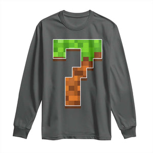 Number 7 Long Sleeve Shirt Game Matching 67 Meme Costume 7th Birthday 7 Years TS10 Dark Heather Print Your Wear
