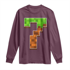Number 7 Long Sleeve Shirt Game Matching 67 Meme Costume 7th Birthday 7 Years TS10 Maroon Print Your Wear