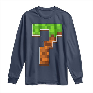 Number 7 Long Sleeve Shirt Game Matching 67 Meme Costume 7th Birthday 7 Years TS10 Navy Print Your Wear