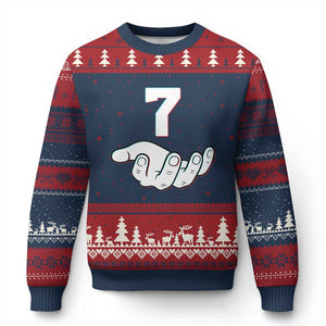 Number 7 Ugly Christmas Sweater Matching 67 Meme Costume 7th Birthday 7 Years TS10 Navy Red Print Your Wear