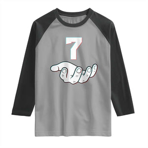 Number 7 Raglan Shirt Matching 67 Meme Costume 7th Birthday 7 Years TS10 Sport Gray Black Print Your Wear