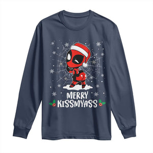 Funny Christmas Long Sleeve Shirt Merry Kissmyass Cute Spider-Women Santa Sarcastic Xmas TS10 Navy Print Your Wear