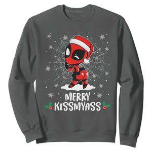 Funny Christmas Sweatshirt Merry Kissmyass Cute Spider-Women Santa Sarcastic Xmas TS10 Dark Heather Print Your Wear