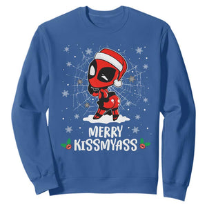 Funny Christmas Sweatshirt Merry Kissmyass Cute Spider-Women Santa Sarcastic Xmas TS10 Royal Blue Print Your Wear