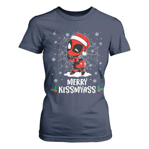 Funny Christmas T Shirt For Women Merry Kissmyass Cute Spider-Women Santa Sarcastic Xmas TS10 Navy Print Your Wear