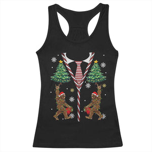 Funny Bigfoot Christmas Racerback Tank Top Bigfoot Santa Hat Ugly Xmas Sasquatch Loves TS10 Black Print Your Wear