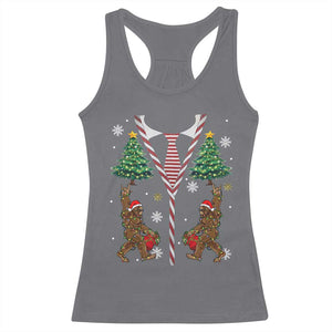 Funny Bigfoot Christmas Racerback Tank Top Bigfoot Santa Hat Ugly Xmas Sasquatch Loves TS10 Charcoal Print Your Wear