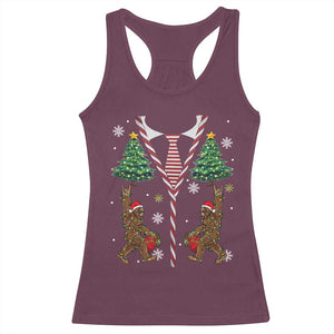 Funny Bigfoot Christmas Racerback Tank Top Bigfoot Santa Hat Ugly Xmas Sasquatch Loves TS10 Maroon Print Your Wear