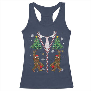 Funny Bigfoot Christmas Racerback Tank Top Bigfoot Santa Hat Ugly Xmas Sasquatch Loves TS10 Navy Print Your Wear