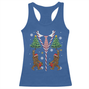 Funny Bigfoot Christmas Racerback Tank Top Bigfoot Santa Hat Ugly Xmas Sasquatch Loves TS10 Royal Blue Print Your Wear