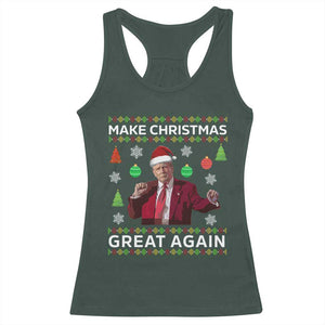 Funny Christmas Trump Racerback Tank Top Make Christmas Great Again Ugly Christmas Sweater Dancing Trump TS10 Dark Forest Green Print Your Wear