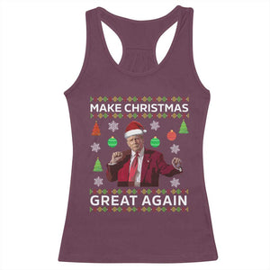 Funny Christmas Trump Racerback Tank Top Make Christmas Great Again Ugly Christmas Sweater Dancing Trump TS10 Maroon Print Your Wear