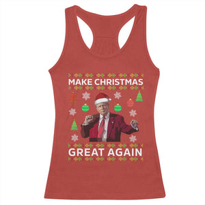 Funny Christmas Trump Racerback Tank Top Make Christmas Great Again Ugly Christmas Sweater Dancing Trump TS10 Red Print Your Wear