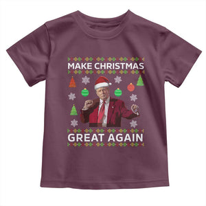 Funny Christmas Trump Toddler T Shirt Make Christmas Great Again Ugly Christmas Sweater Dancing Trump TS10 Maroon Print Your Wear