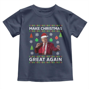 Funny Christmas Trump Toddler T Shirt Make Christmas Great Again Ugly Christmas Sweater Dancing Trump TS10 Navy Print Your Wear