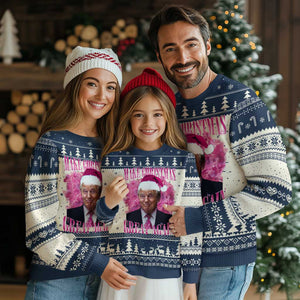 Funny Christmas Trump Ugly Christmas Sweater Funny Make Christmas Great Again Trump Santa Xmas 2024 TS10 Navy Print Your Wear