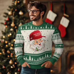 Funny Trump Ugly Christmas Sweater Make Christmas Great Again Retro Santa Pajamas TS10 Green Print Your Wear