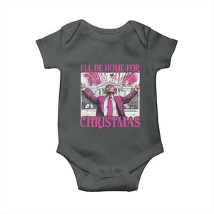 Funny Christmas Trump Baby Onesie Ill Be Home For Christmas 2024 Trump Pink Daddy's Home TS10 Dark Heather Print Your Wear