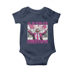 Funny Christmas Trump Baby Onesie Ill Be Home For Christmas 2024 Trump Pink Daddy's Home TS10 Navy Print Your Wear