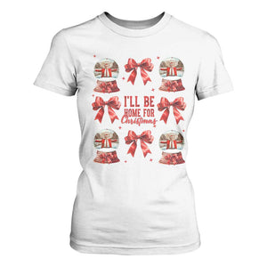 Funny Christmas Trump T Shirt For Women Ill Be Home For Christmas 2024 Daddy's Home Coquette Bow TS10 White Print Your Wear
