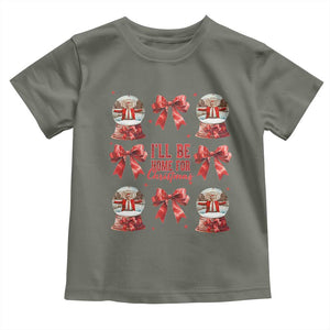 Funny Christmas Trump Toddler T Shirt Ill Be Home For Christmas 2024 Daddy's Home Coquette Bow TS10 Military Green Print Your Wear