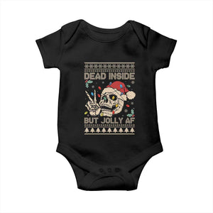Funny Ugly Christmas Baby Onesie Dead Inside But Jolly AF Festive Sarcastic Snarky Skeleton Skull TS10 Black Print Your Wear