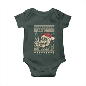 Funny Ugly Christmas Baby Onesie Dead Inside But Jolly AF Festive Sarcastic Snarky Skeleton Skull TS10 Print Your Wear