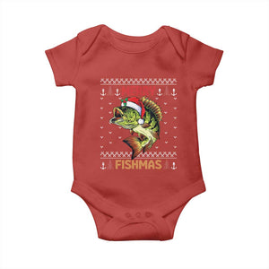 Fishing Christmas Baby Onesie Merry Fishmas Bass Fish Ugly Sweater TS10 Red Print Your Wear