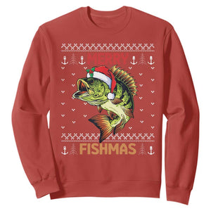 Fishing Christmas Sweatshirt Merry Fishmas Bass Fish Ugly Sweater TS10 Red Print Your Wear