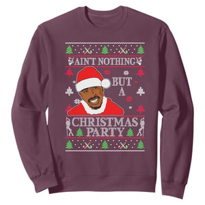 Funny Christmas Sweatshirt Funny Ain't No Party Like a Diddy Party Ugly Christmas Sweater TS10 Maroon Print Your Wear