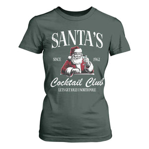 Funny Christmas T Shirt For Women Santas Cocktail Club Christmas Espresso Martini Dirty Martini TS10 Dark Forest Green Print Your Wear