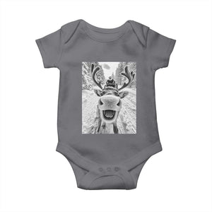 Funny Reindeer Selfie Christmas Baby Onesie TS10 Charcoal Print Your Wear