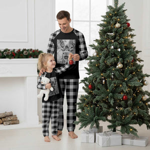 Funny Reindeer Selfie Plaid Pajama Set TS10 White Plaid Print Your Wear