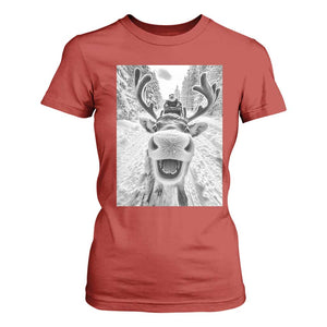 Funny Reindeer Selfie Christmas T Shirt For Women TS10 Red Print Your Wear