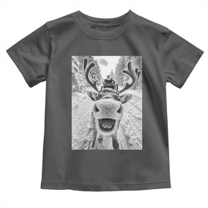 Funny Reindeer Selfie Christmas Toddler T Shirt TS10 Dark Heather Print Your Wear