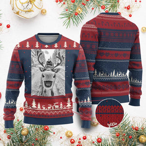 Funny Reindeer Selfie Ugly Christmas Sweater TS10 Burgundy Print Your Wear