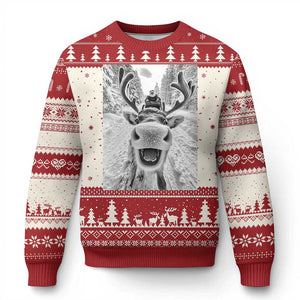 Funny Reindeer Selfie Ugly Christmas Sweater TS10 Red Print Your Wear
