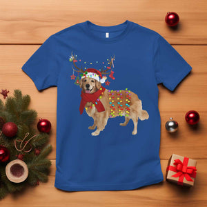 Golden Retriever Christmas T Shirt Gift for Dog Lover Happy New Year Xmas Lights TS10 Royal Blue Print Your Wear