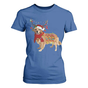 Golden Retriever Christmas T Shirt For Women Gift for Dog Lover Happy New Year Xmas Lights TS10 Royal Blue Print Your Wear
